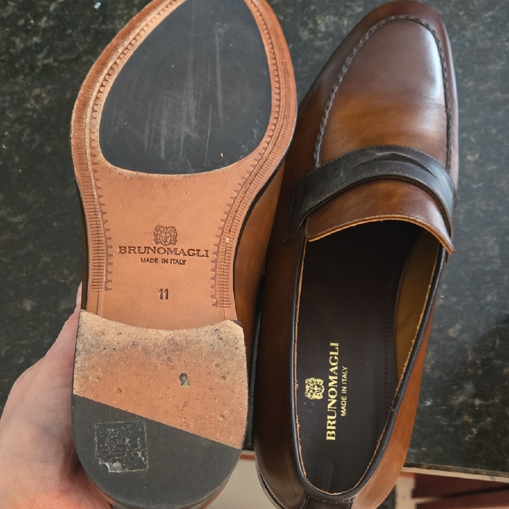 Bruno Magli Men's Rich Brown Leather Slip-Ons - Picture 4 of 6